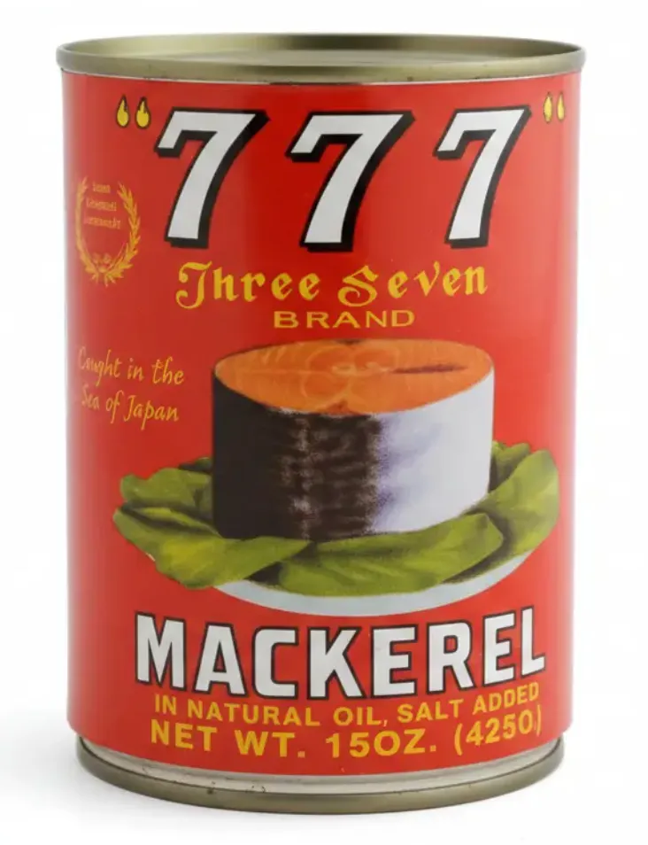 Can of 777 Mackerel in Natural Oil